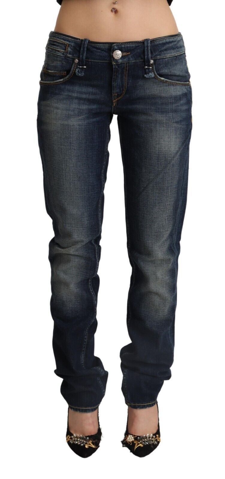 Chic Dark Blue Low Waist Skinny Jeans - SEHABRANDS