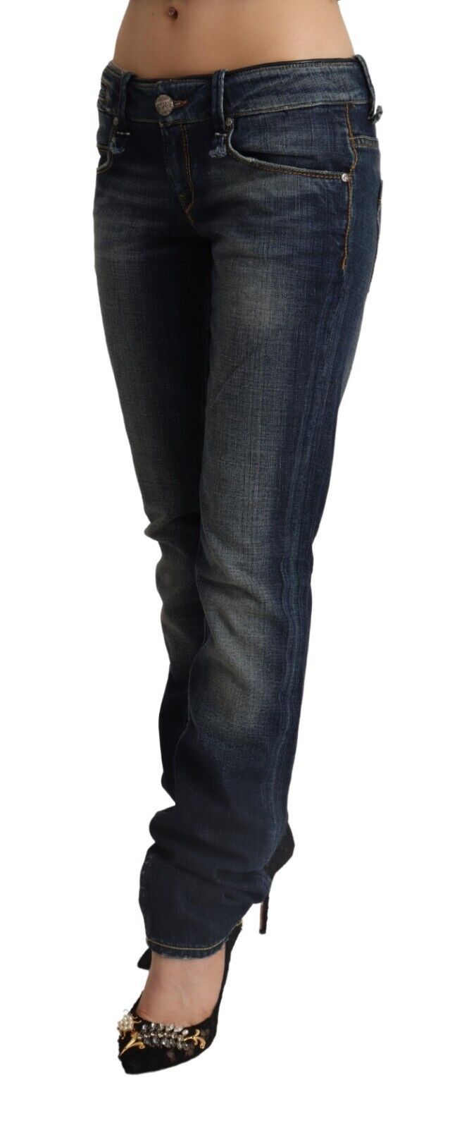 Chic Dark Blue Low Waist Skinny Jeans - SEHABRANDS