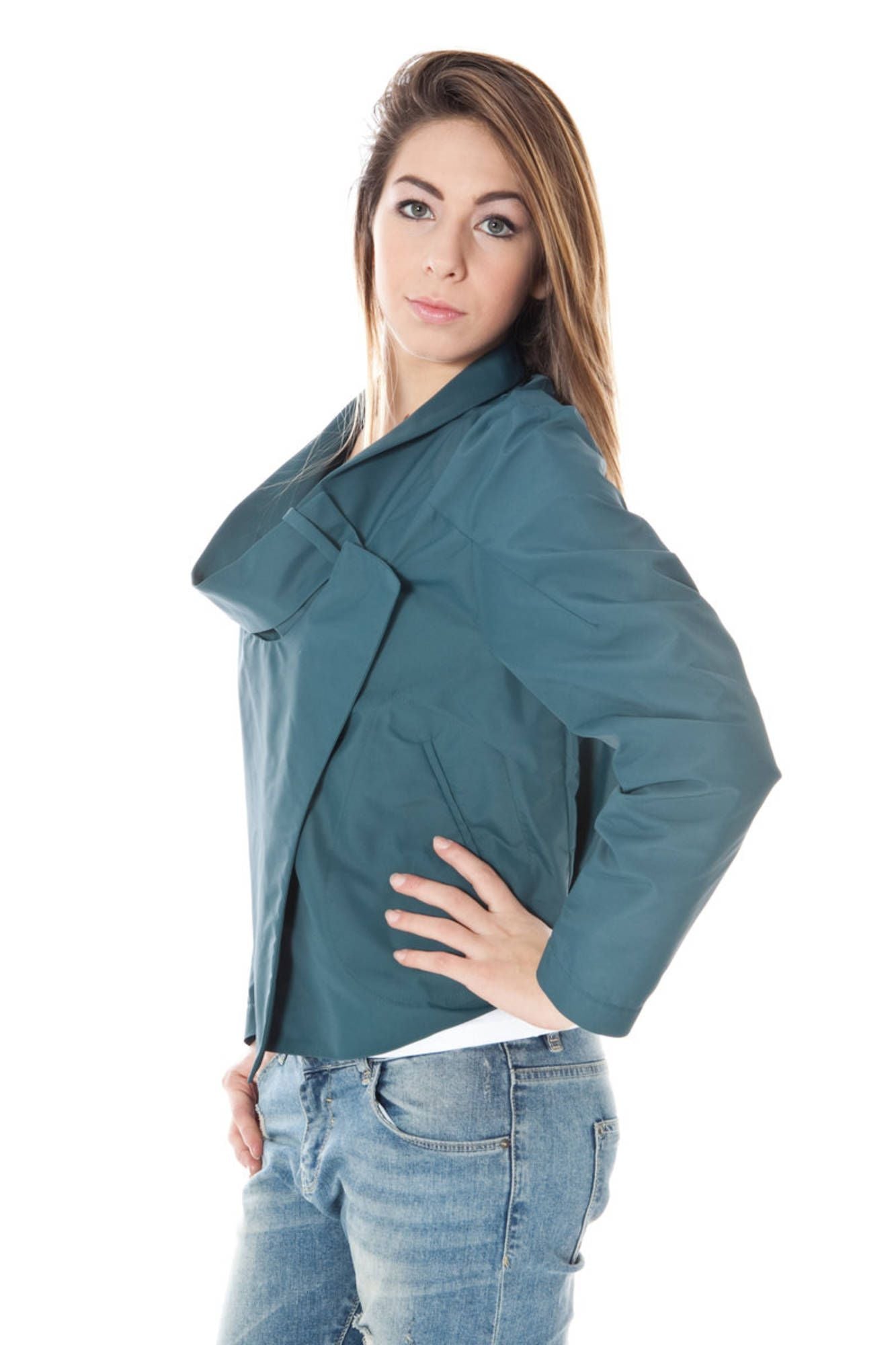 Green Polyamide Women Jacket - SEHABRANDS