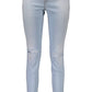 Light Blue Cotton Women Jeans - SEHABRANDS