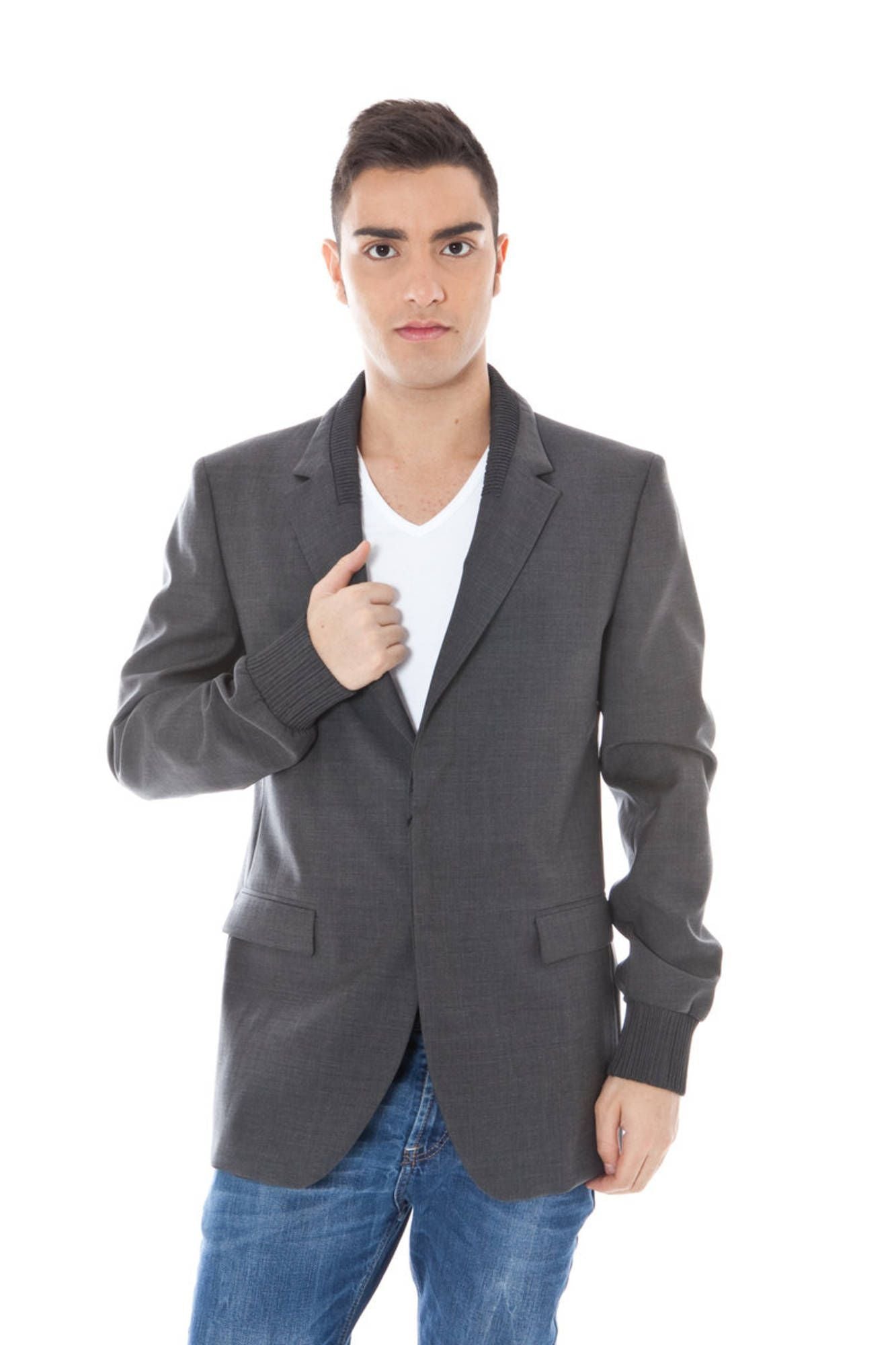 Gray Wool Men Jacket - SEHABRANDS