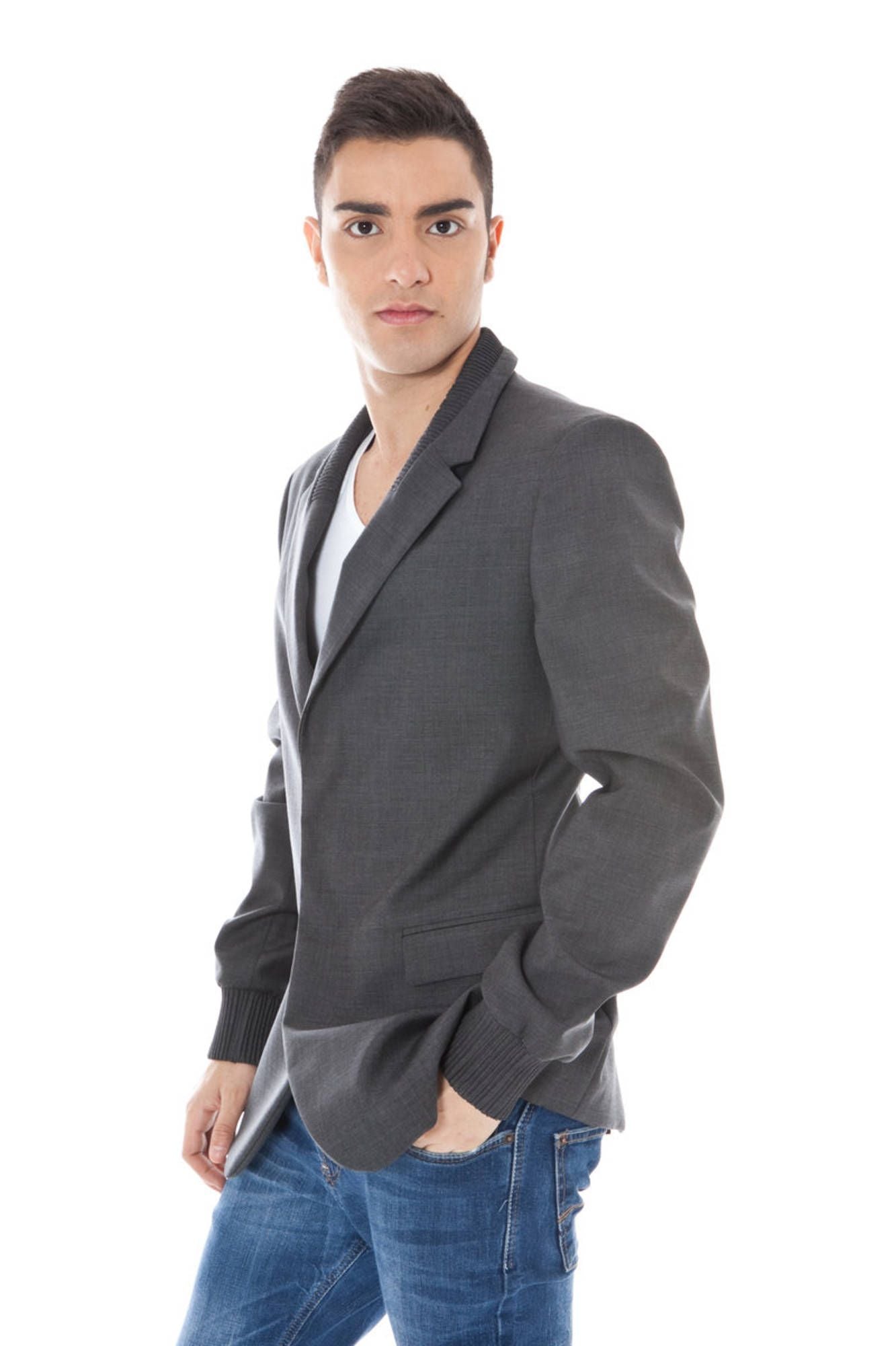 Gray Wool Men Jacket - SEHABRANDS