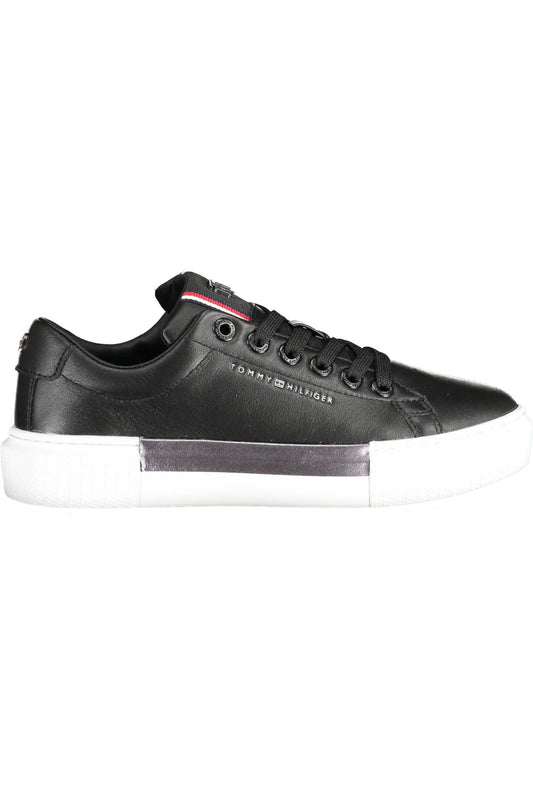 Black Leather Women Sneaker - SEHABRANDS