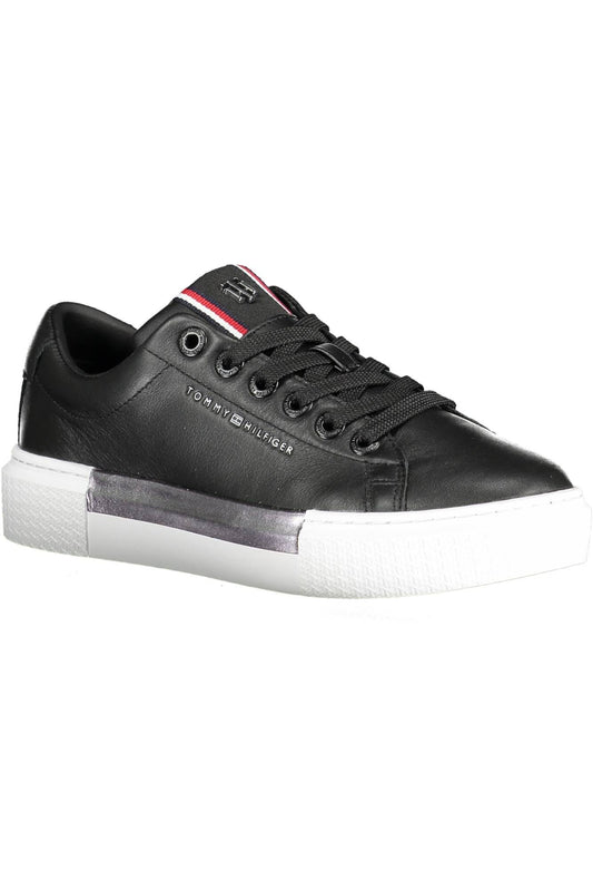 Black Leather Women Sneaker - SEHABRANDS