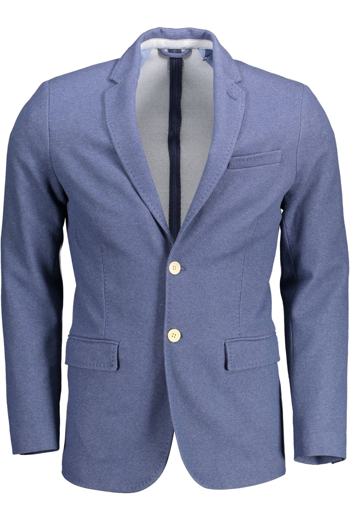 Blue Polyester Men Jacket - SEHABRANDS