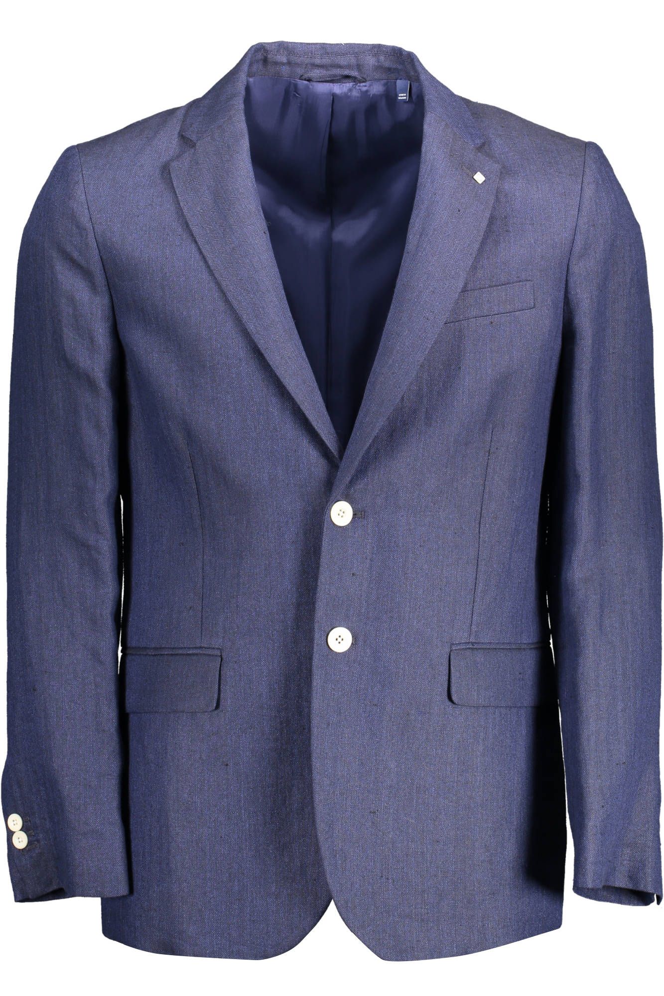 Elegant Blue Linen Classic Jacket - SEHABRANDS