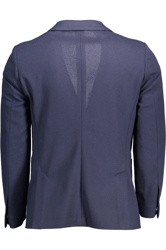 Blue Polyester Men Jacket - SEHABRANDS