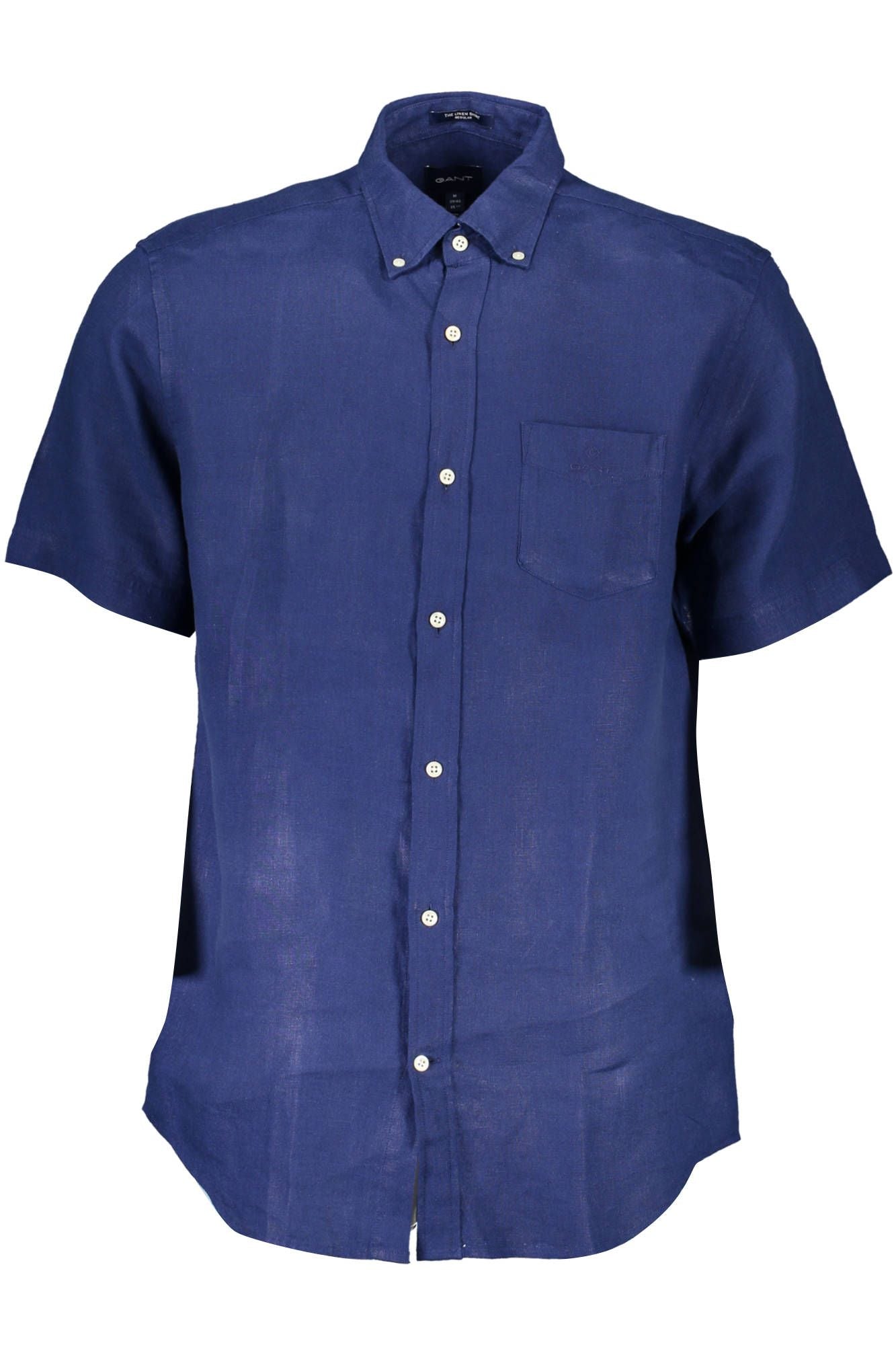 Elegant Blue Linen Button-Down Shirt - SEHABRANDS