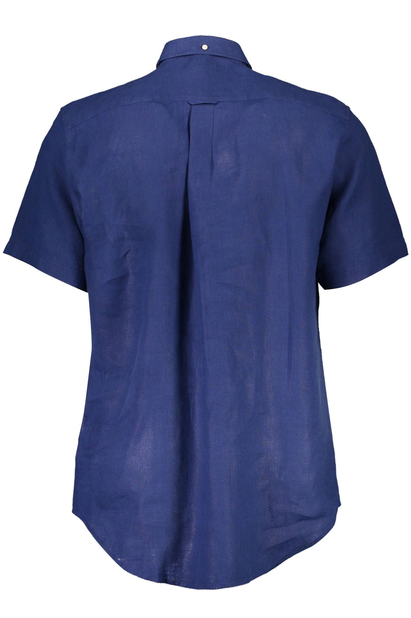 Elegant Blue Linen Button-Down Shirt - SEHABRANDS