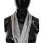 Sleek Silver Silk Neck Scarf for Men - SEHABRANDS