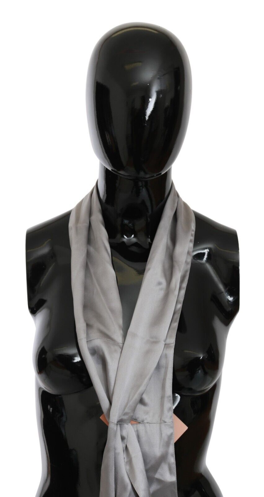 Sleek Silver Silk Neck Scarf for Men - SEHABRANDS