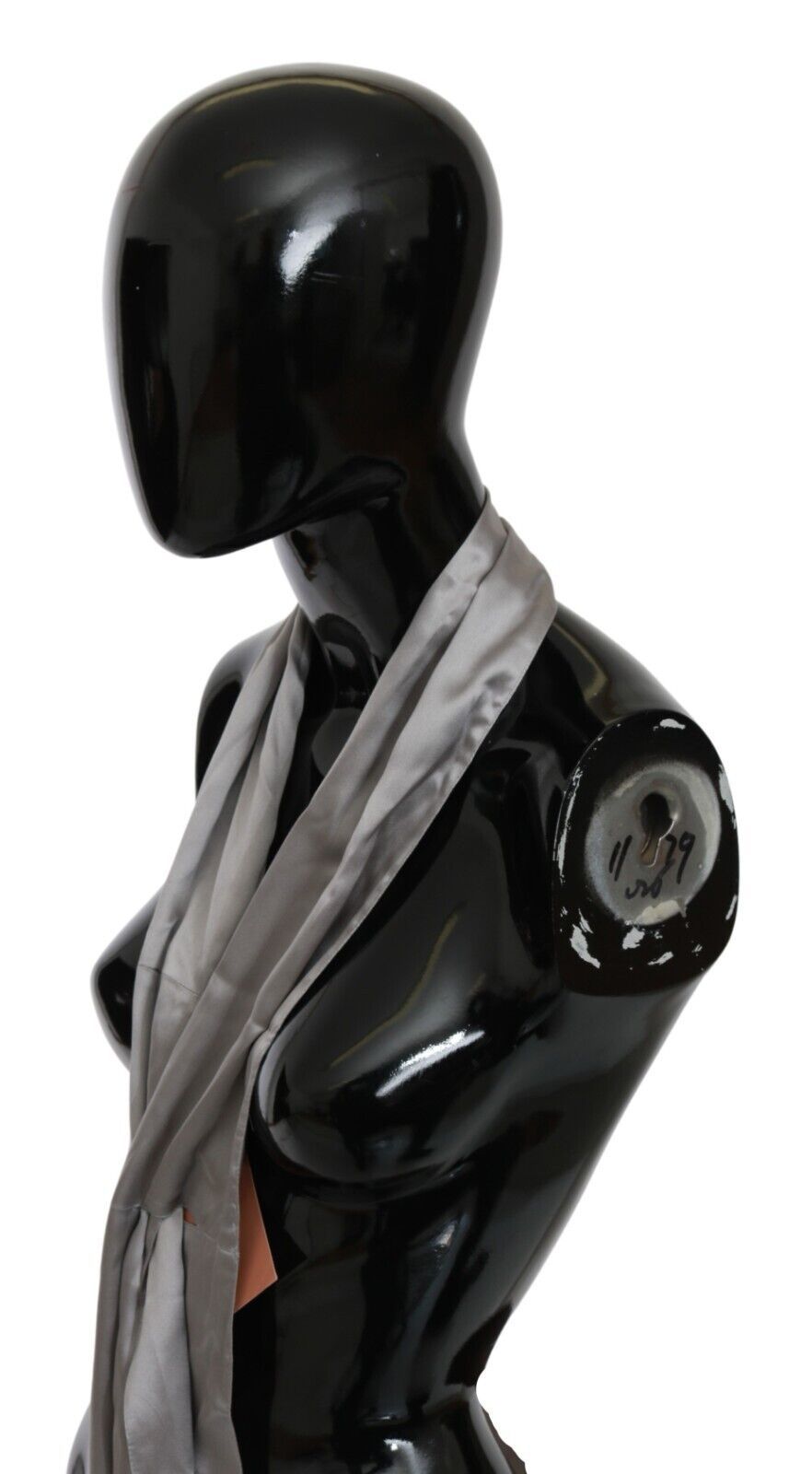 Sleek Silver Silk Neck Scarf for Men - SEHABRANDS