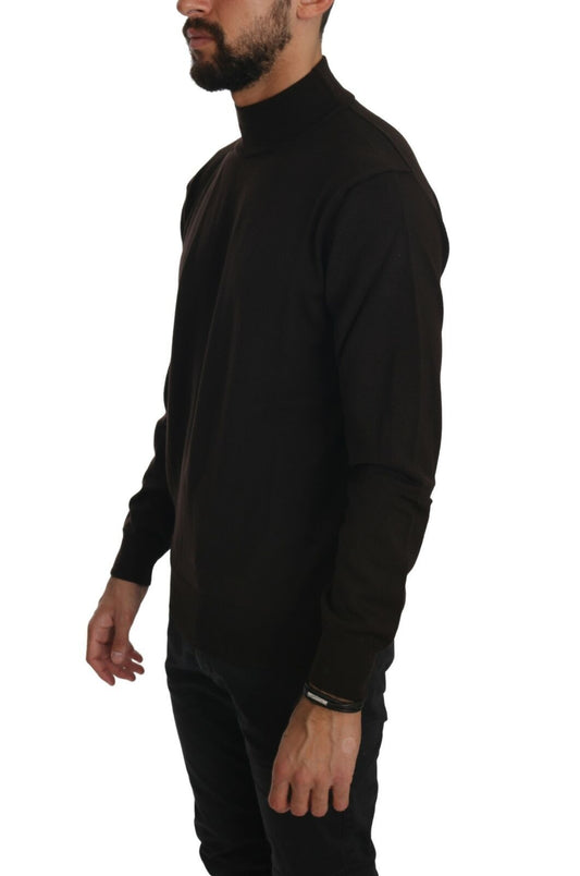 Elegant Brown Virgin Wool Sweater - SEHABRANDS