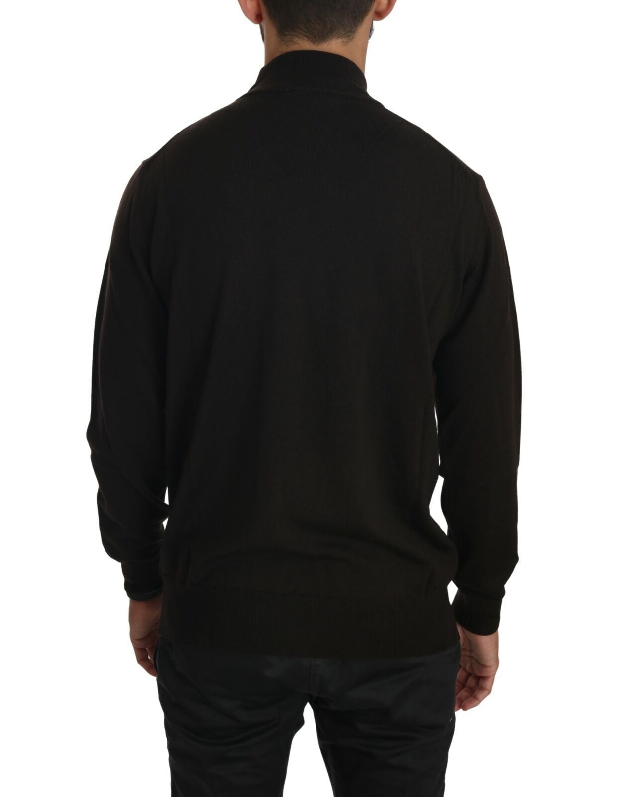 Elegant Brown Virgin Wool Sweater - SEHABRANDS