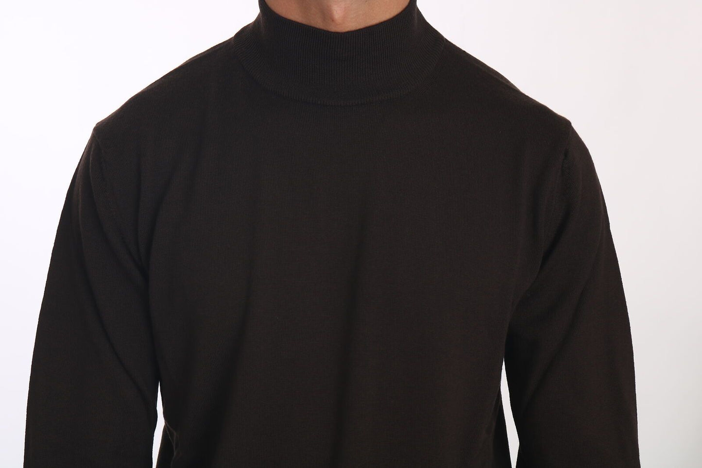 Elegant Brown Virgin Wool Sweater - SEHABRANDS