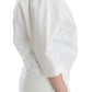 Chic White Cotton Blend Blazer - SEHABRANDS