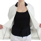 Chic White Cotton Blend Blazer - SEHABRANDS