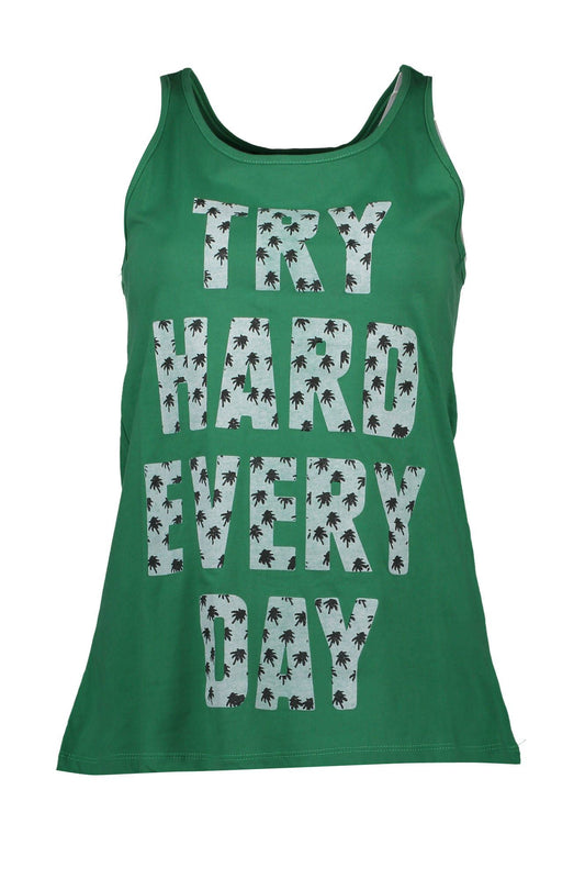 Green Cotton Women Tank Top - SEHABRANDS