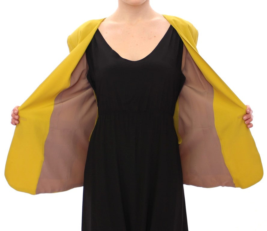 Elegant Mustard Silk Blend Jacket - SEHABRANDS