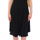 Elegant Silk Blend Shift Dress in Black and Yellow - SEHABRANDS