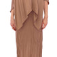 Elegant Brown Silk Shift Dress - SEHABRANDS