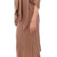 Elegant Brown Silk Shift Dress - SEHABRANDS