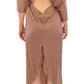 Elegant Brown Silk Shift Dress - SEHABRANDS