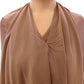 Elegant Brown Silk Shift Dress - SEHABRANDS