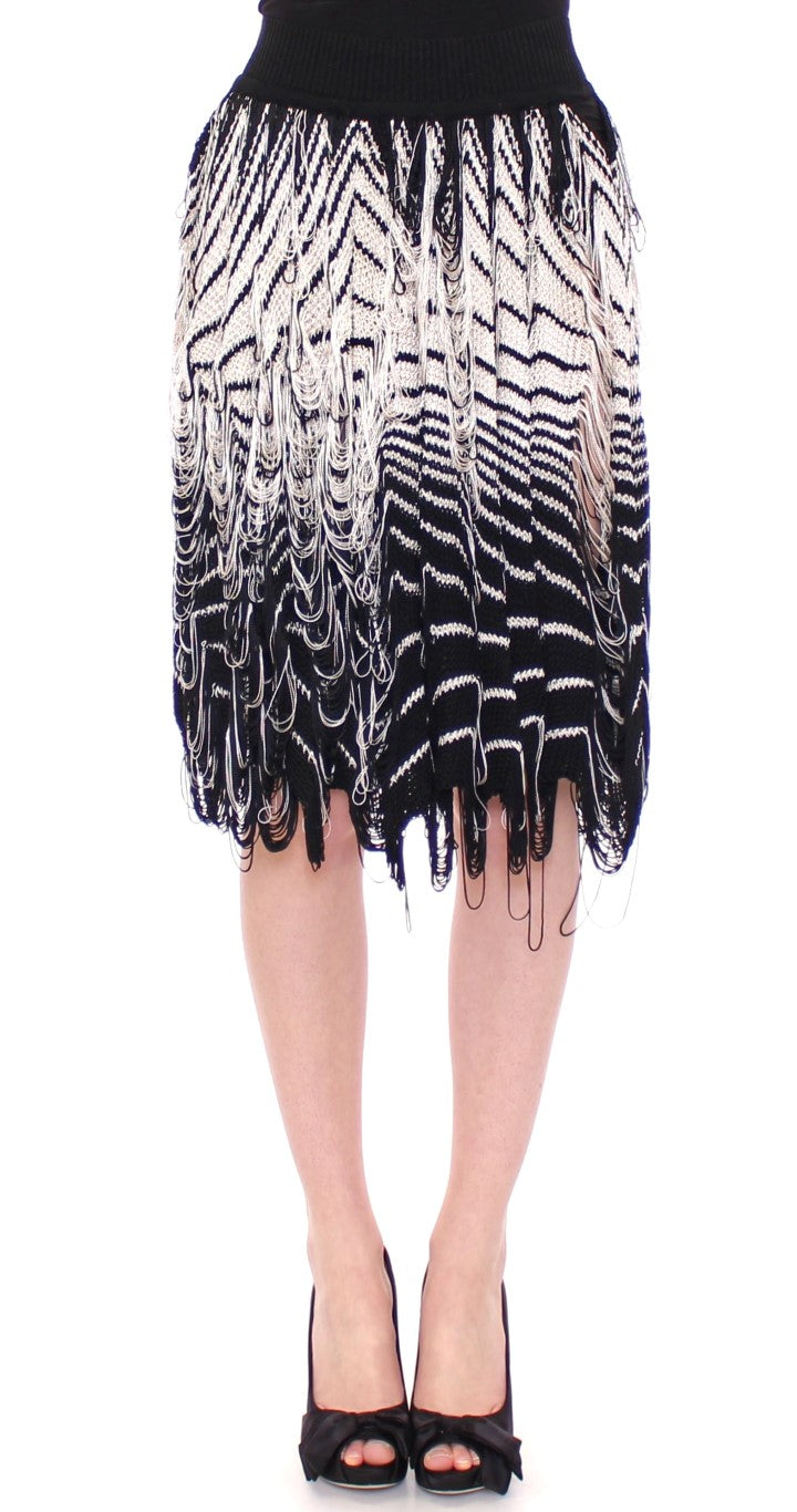 Chic Black & White Knitted Skirt - SEHABRANDS