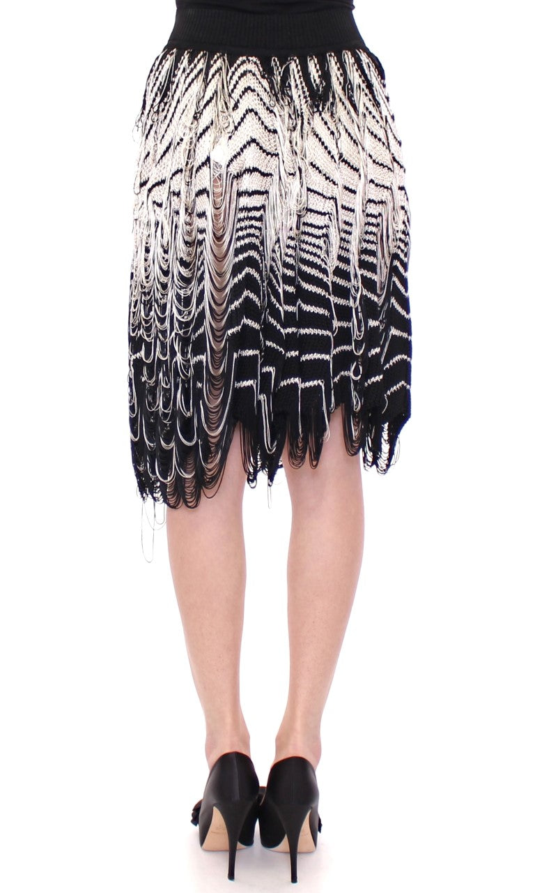 Chic Black & White Knitted Skirt - SEHABRANDS