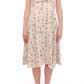 Elegant White Wool Shift Dress with Gray Print - SEHABRANDS