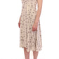 Elegant White Wool Shift Dress with Gray Print - SEHABRANDS