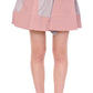 Sleek Pleated Mini Skirt in Pink and Gray - SEHABRANDS