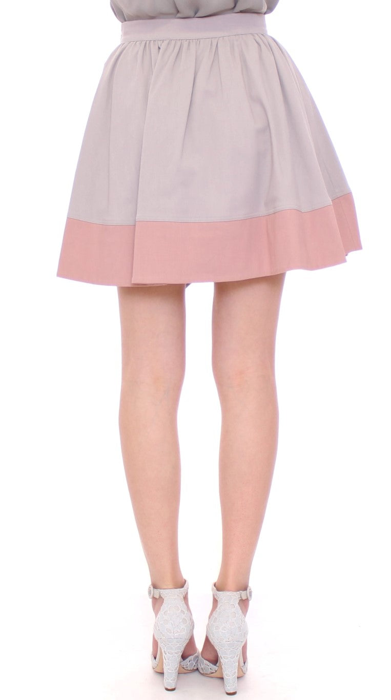 Sleek Pleated Mini Skirt in Pink and Gray - SEHABRANDS