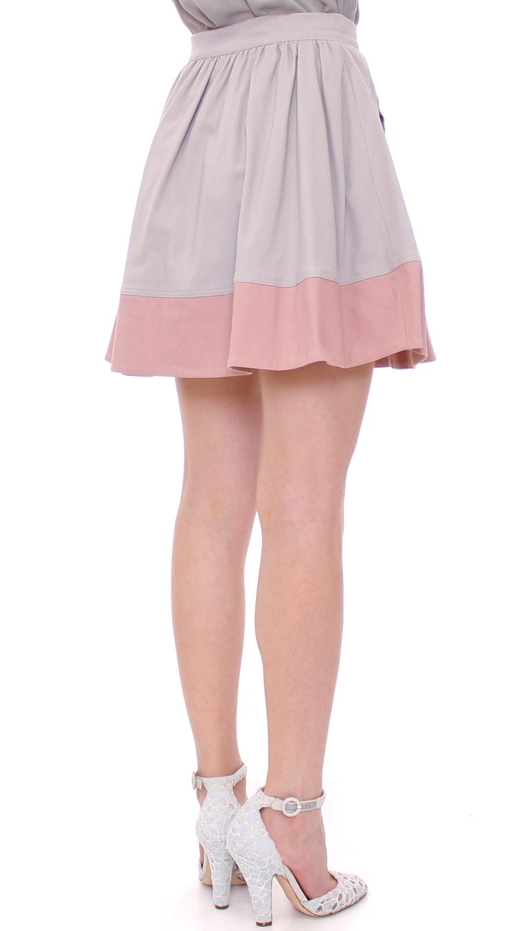 Sleek Pleated Mini Skirt in Pink and Gray - SEHABRANDS