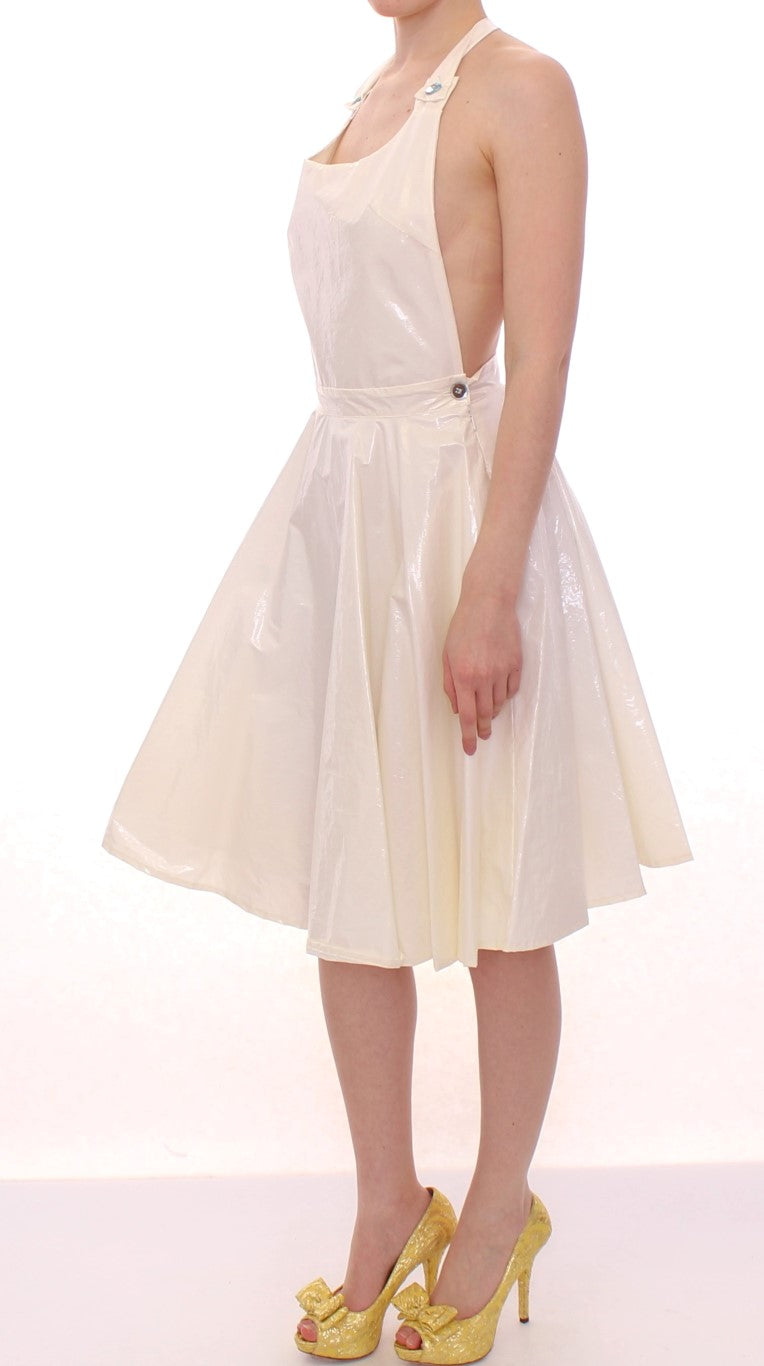 Elegant White Tea Halterneck Dress - SEHABRANDS