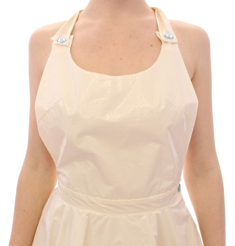 Elegant White Tea Halterneck Dress - SEHABRANDS