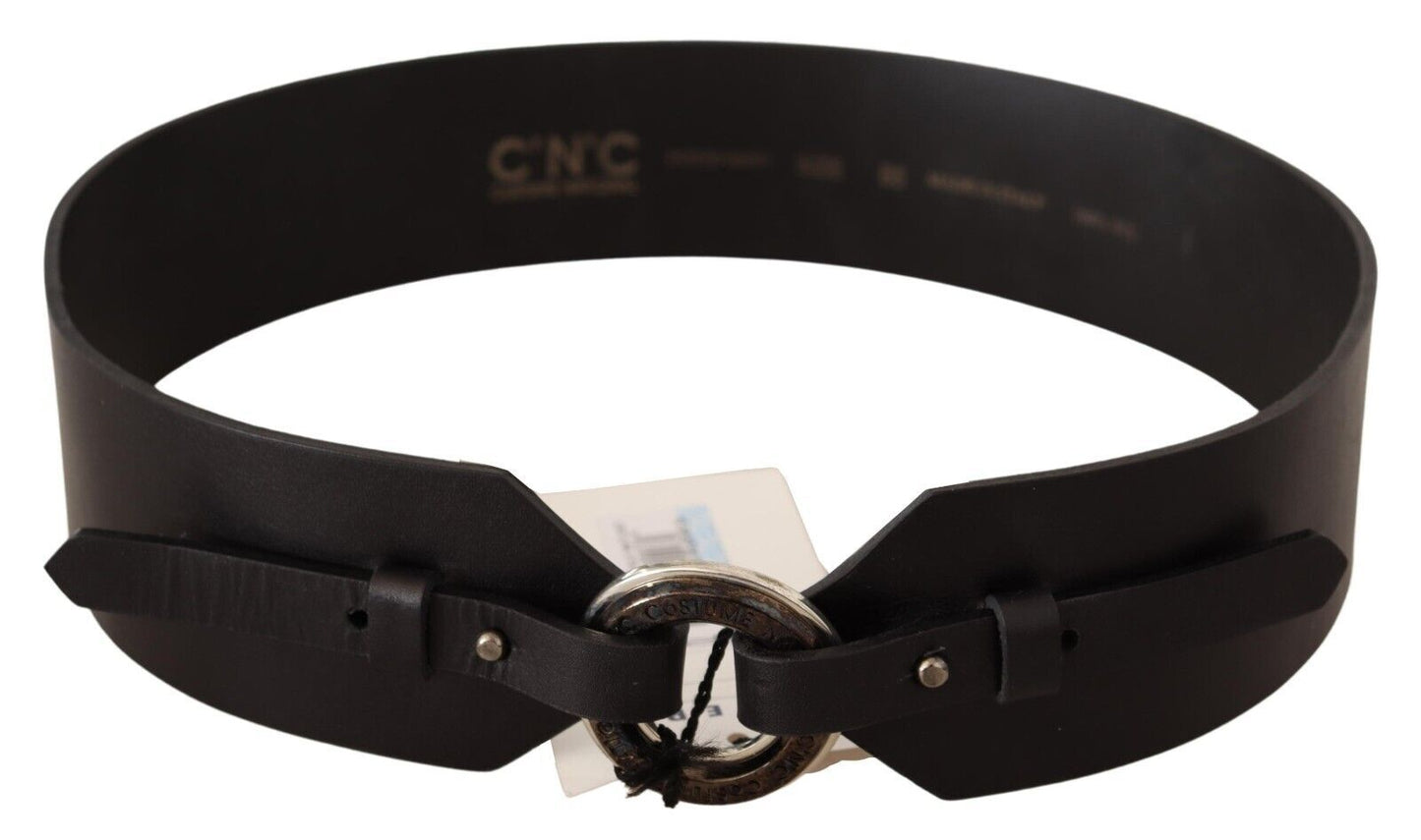 Chic Leather Fashion Belt with Silver-Tone Buckle - SEHABRANDS