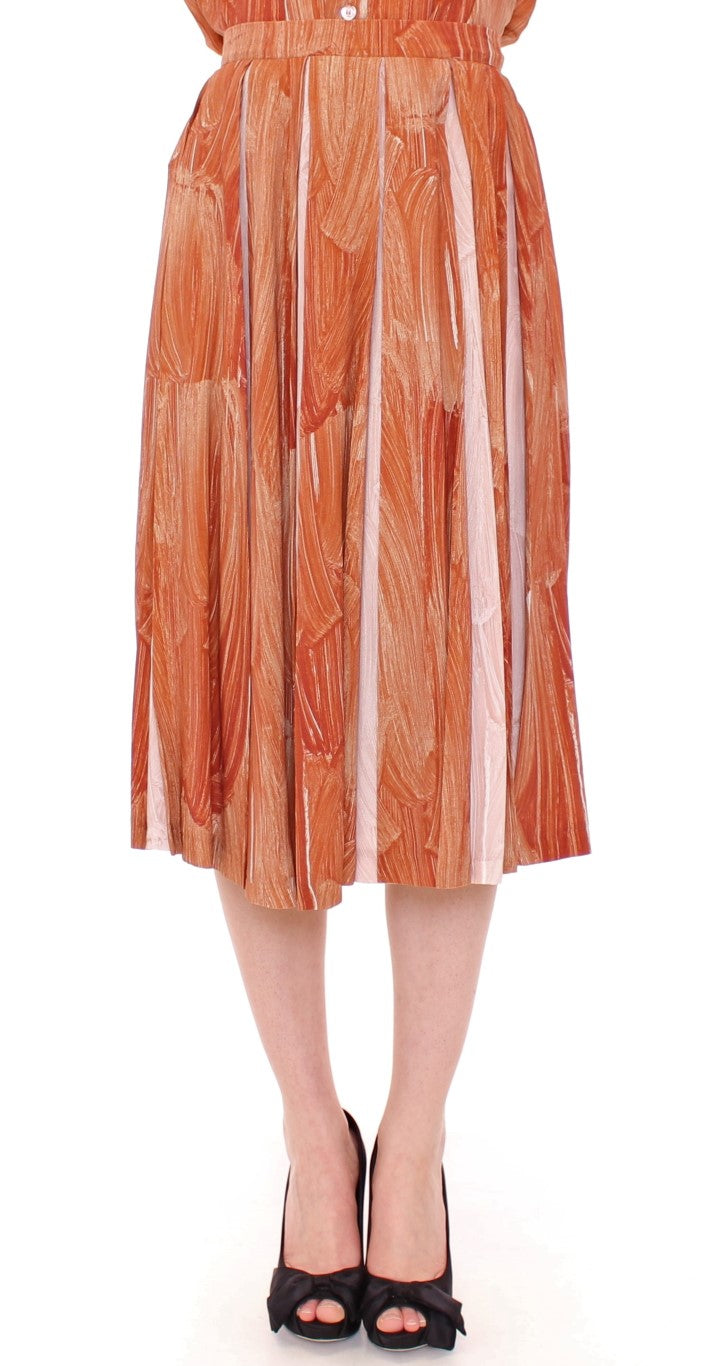 Orange Brown Below-Knee Chic Skirt - SEHABRANDS