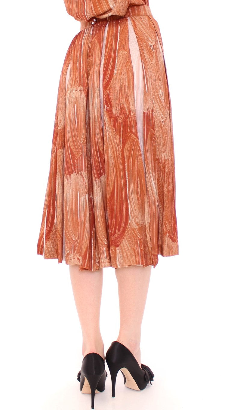 Orange Brown Below-Knee Chic Skirt - SEHABRANDS