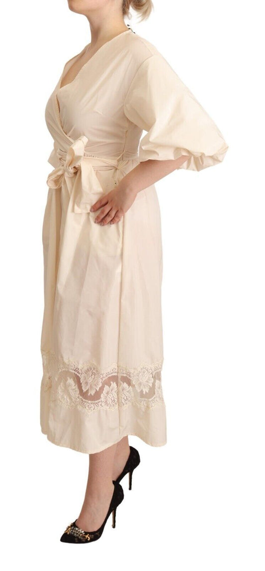 Elegant Off White Maxi Wrap Dress - SEHABRANDS