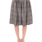 Elegant Gray Checkered Wool Shorts Skirt - SEHABRANDS