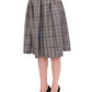 Elegant Gray Checkered Wool Shorts Skirt - SEHABRANDS