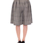 Elegant Gray Checkered Wool Shorts Skirt - SEHABRANDS