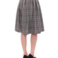 Elegant Gray Checkered Wool Shorts Skirt - SEHABRANDS