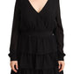 Elegant Black A-Line Mini Dress with Long Sleeves - SEHABRANDS