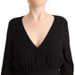 Elegant Black A-Line Mini Dress with Long Sleeves - SEHABRANDS