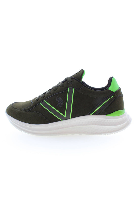 Green Polyester Men Sneaker - SEHABRANDS