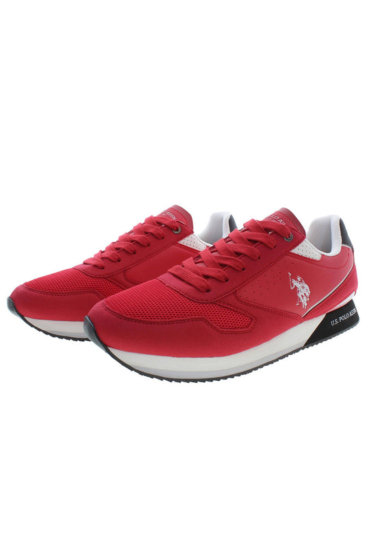 Red Polyester Men Sneaker - SEHABRANDS