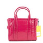 The Shiny Crinkle Mini Tote Magenta Leather Crossbody Handbag Purse - SEHABRANDS